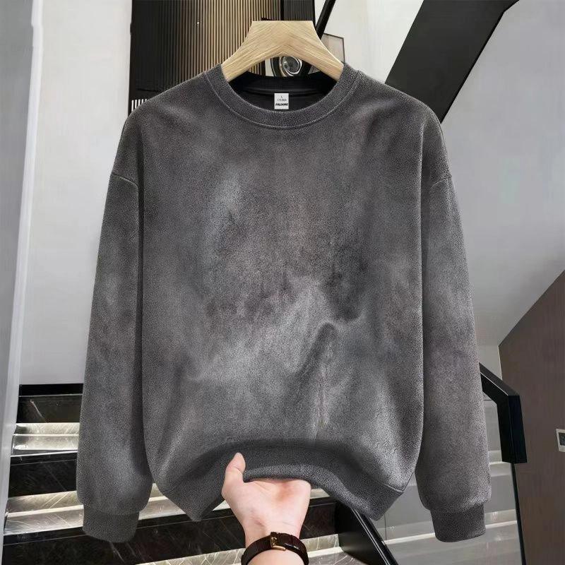 Fashionable Round Neck Long Sleeve American Simple Casual Loose Autumn Suede Men's Versatile Sweatshirt
