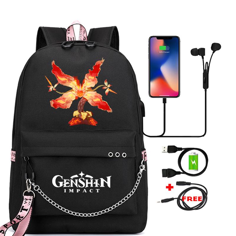 Anime Game Travel Backpack Printed Canvas Backpack Students Women Large Capacity Bookbag Usb Charging for Boy Girl School Bag Kids Gifts