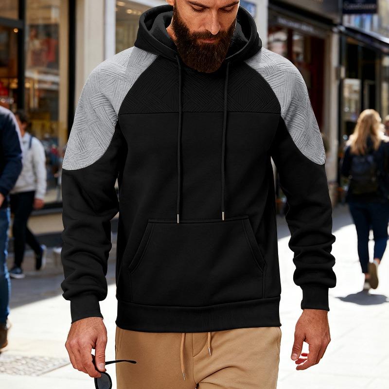 Men S Loose Color Block Hooded Sweatshirt Casual Pullover Jacket