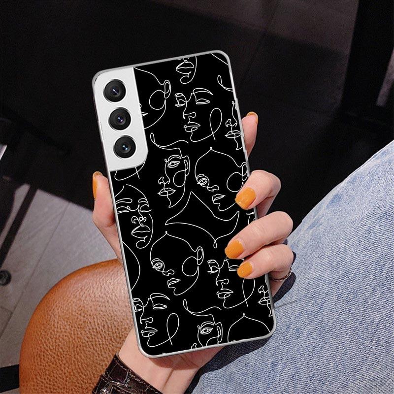 Abstract Line Women Face Phnoe Case for Samsung Galaxy S26 S25 Edge S23 S24 Ultra S22 Plus S21 S20 FE Unique Cover Soft Coque Ga