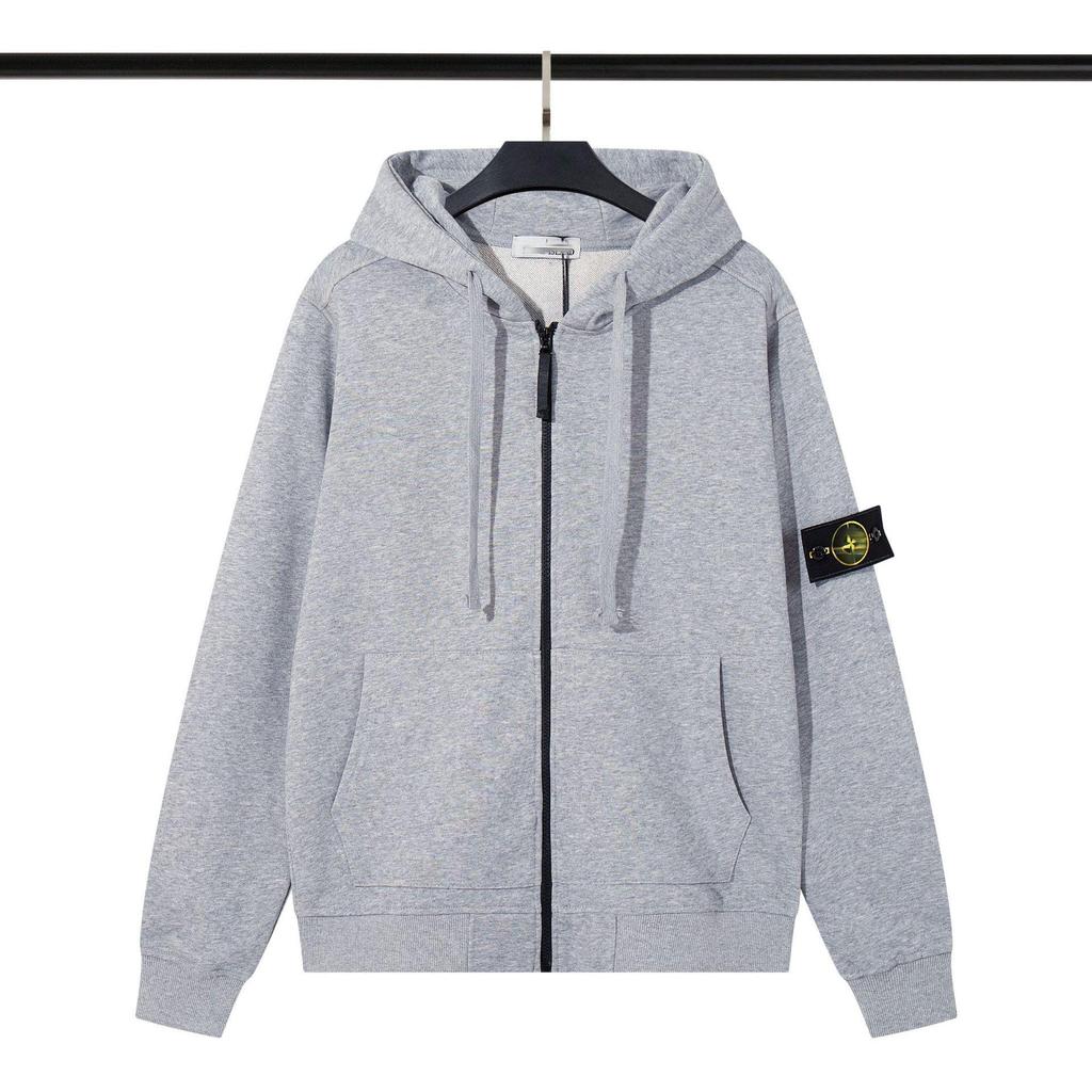 Einfarbiges Kapuzen-Sweatshirt mit Abzeichen - Island Tide Version