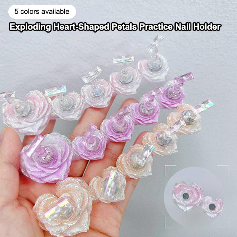Rose Magnetic Nail Holder Stands Glowing Manicure Practice Training Display Stand Magnetic Press On Nail Practice Stands Salon