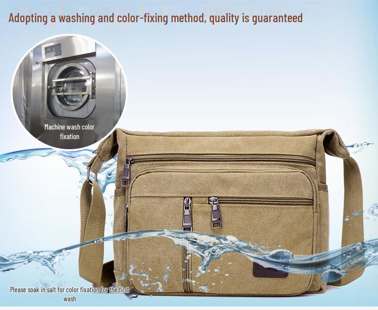 Men's Multi-Layer Canvas Crossbody Bag - Large Capacity, Casual & Versatile