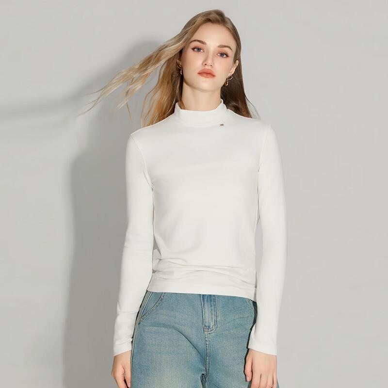 Shetu Women's Semi-High Collar Slim Fit Knit Tee