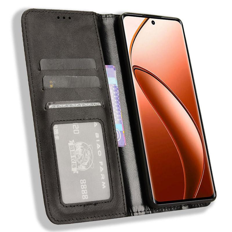 

For Realme 12 Pro 5G/12 Pro+ 5G Case Shockproof TPU Shell Leather Retro Texture Phone Cover Black