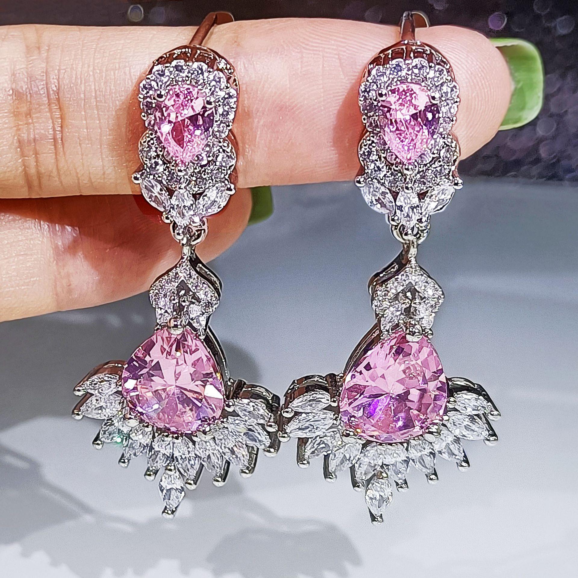 

Комплект из трех ювелирных изделий, свадебные украшения, ожерелье, серьги, кольца, серьги, цветной сияющий циркон, гальваническое золото, Мона Лиза