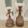 Women's Winter Warm Fur Snow Boots Lace Up Fluffy Plush Platform Ankle Boots for Women Thick Bottom Non Slip Cotton Padded Shoes