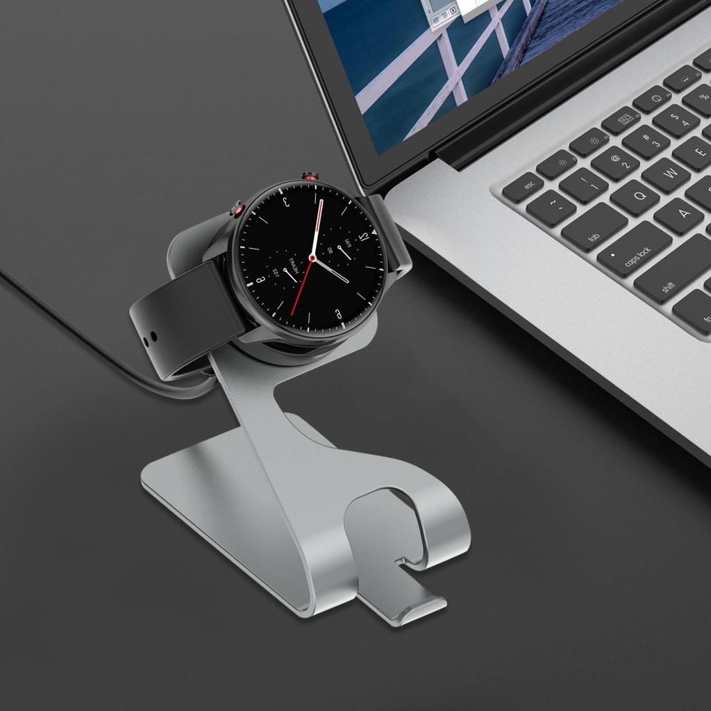 Metal Charging Stand Dock for Amazfit GTS 2 Mini GTR 2 Smartwatch Holder Gray