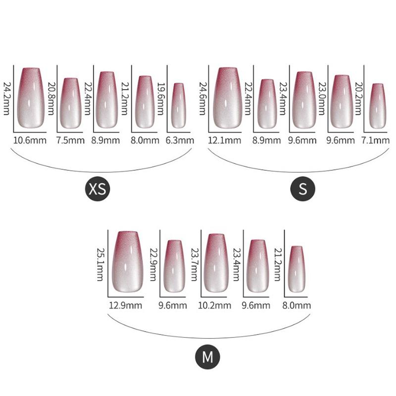 30Pcs Fake Nails French Style Gradient Cat Eyes Press On Full Cover Artificial Three Sizes Available False Nails Nail Enthusias