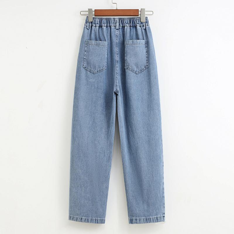 MOJTA Women Spring Autumn Plus Size Casual Loose Pants Hight Waist Jeans