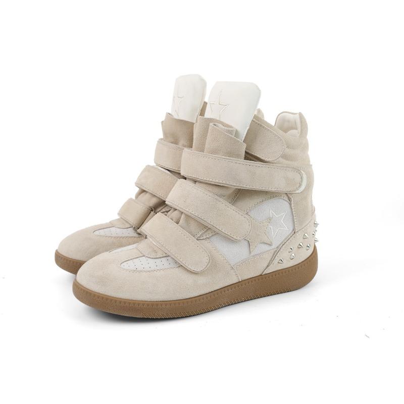 Women`s shoes Velcro high-top shoes, suede