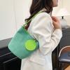 Fashion Solid Color Suede Bucket Bags Large Capacity Buckle Underarm Bag Phone Handbags Women