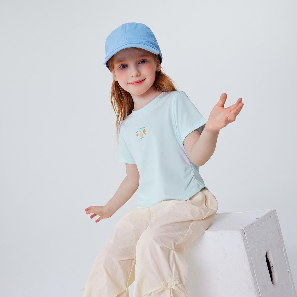 Mini Balabala Girls' and Children's Set Short Sleeve Summer T-shirt Pants New 2026