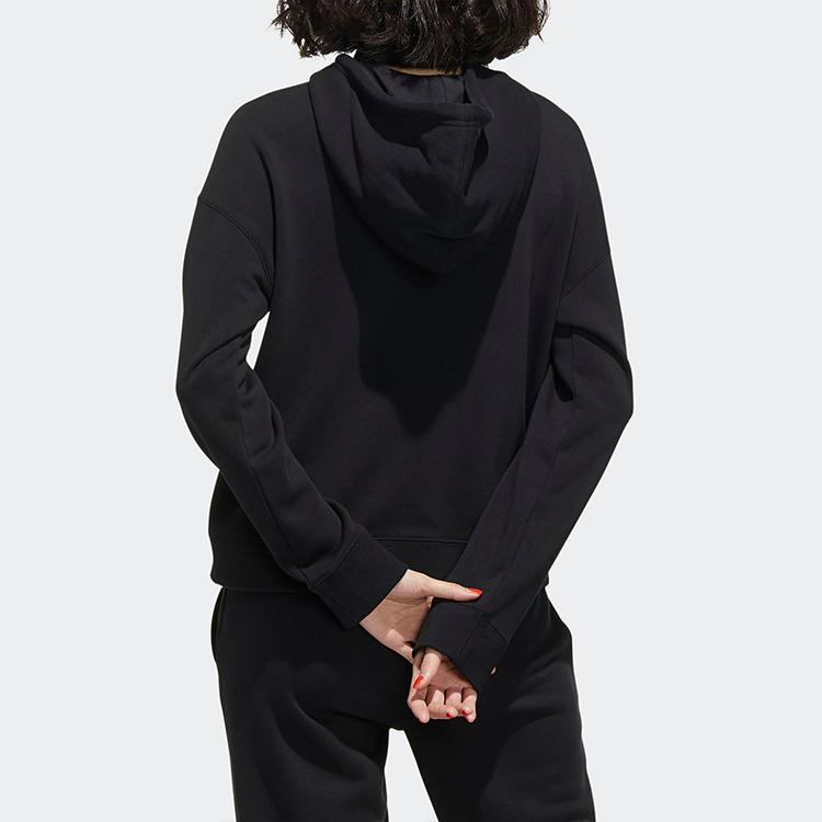 Adidas Neo Faves Hd Logo Print Hoodie Women Tops Black GD9893