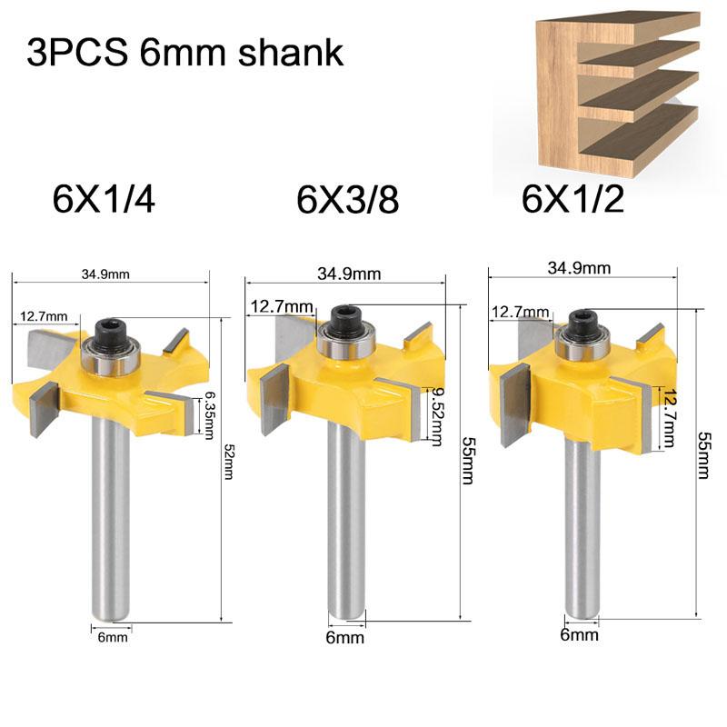 1/3pc 6mm 1/4 zoll Schaft T typ lager holz fräser Industrie Grade Rabbeting Bit holzbearbeitung werkzeug router bits für holz