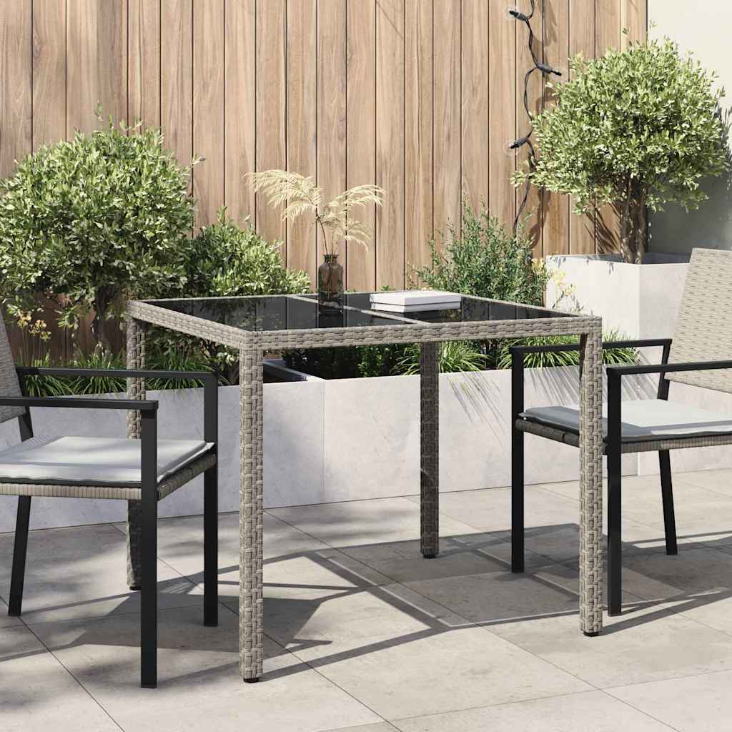 Garden Table Gray 90 X 90 X 75 Cm Poly Rattan