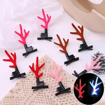 2 stuks/Paar Kerstmis Gloeiende LED Geweien Haarspeld Hert Rood Hoofdband Geweien Kinder Haaraccessoires Hoofdbanden voor Vrouwen Kerstcadeau