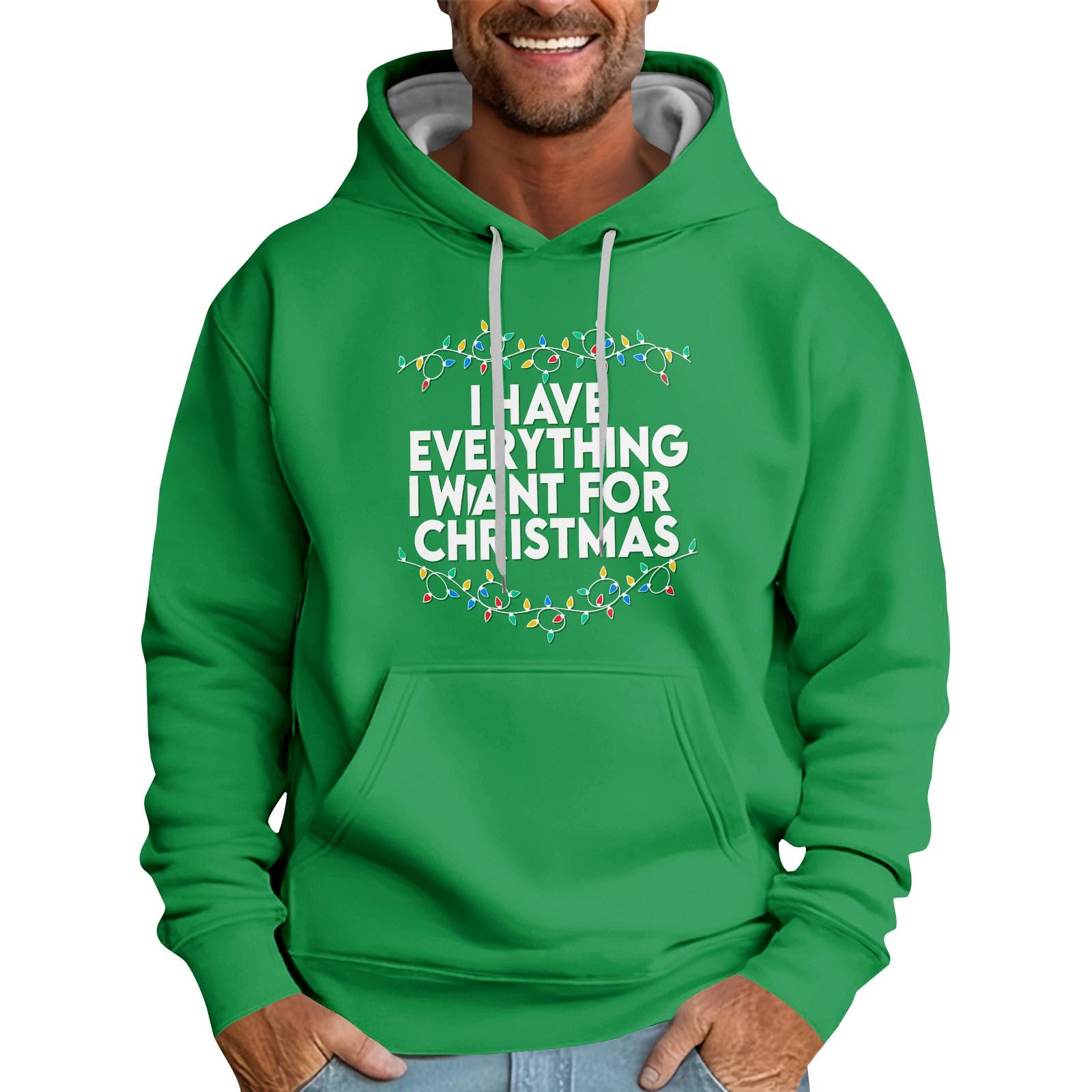 

Свободное мужское худи с рождественским принтом L зелёный