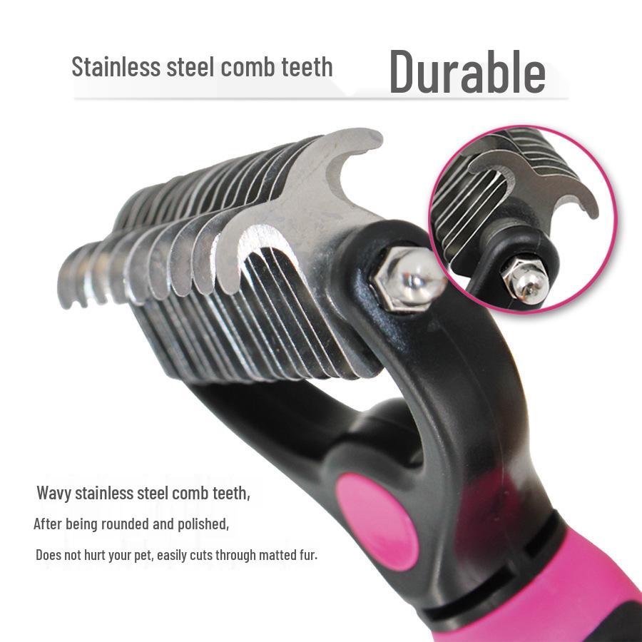 Dual-Sided Pet Grooming Rake Comb for Dogs - Detangling & Shedding Tool