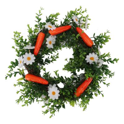 Carrot Plant Wreath Spring Summer Green Leaf Flower Artificial Wreath for Holiday Wall Decoration
