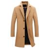 2024 Men's Solid Color Single-Breasted Wool Trench Coat