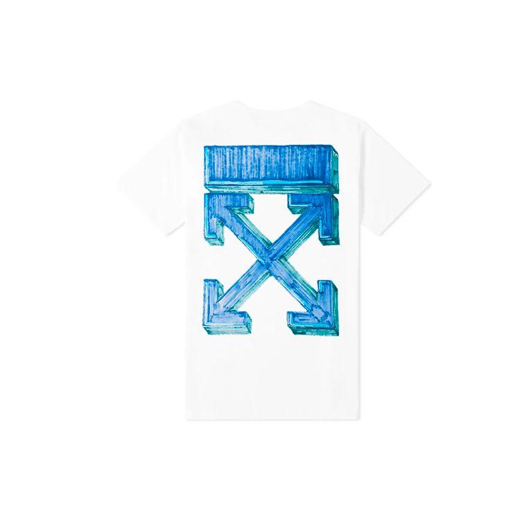 

Off-White Marker Short-Sleeve Slim Tee White/Blue Men Tops OMAA027E20JER0050145 XXS