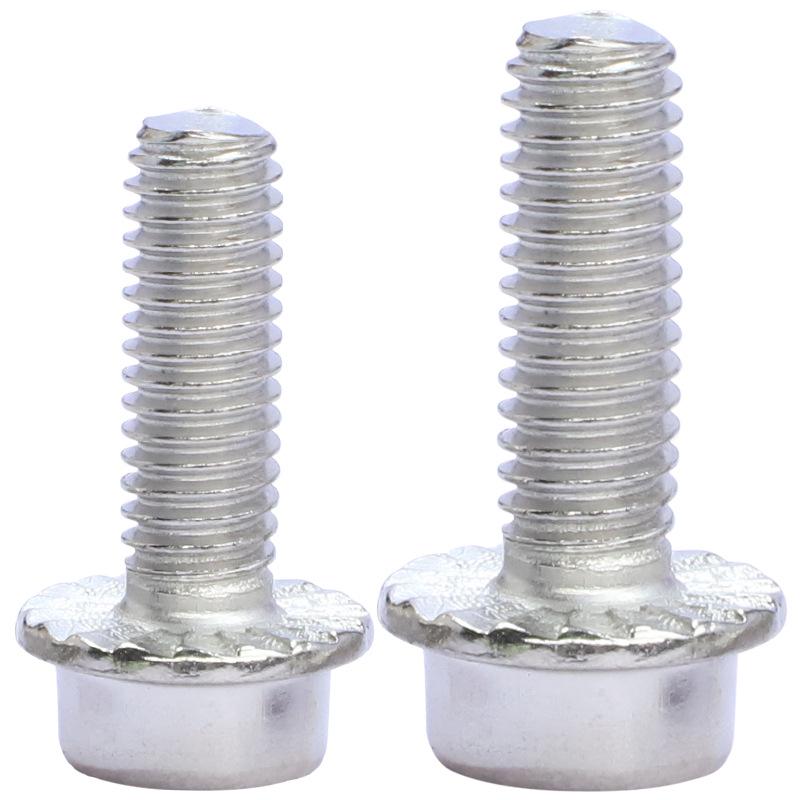 201 Stainless Steel Hex Flange Bolts with Non-Slip Teeth, Cylindrical Head, M5/M6/M8