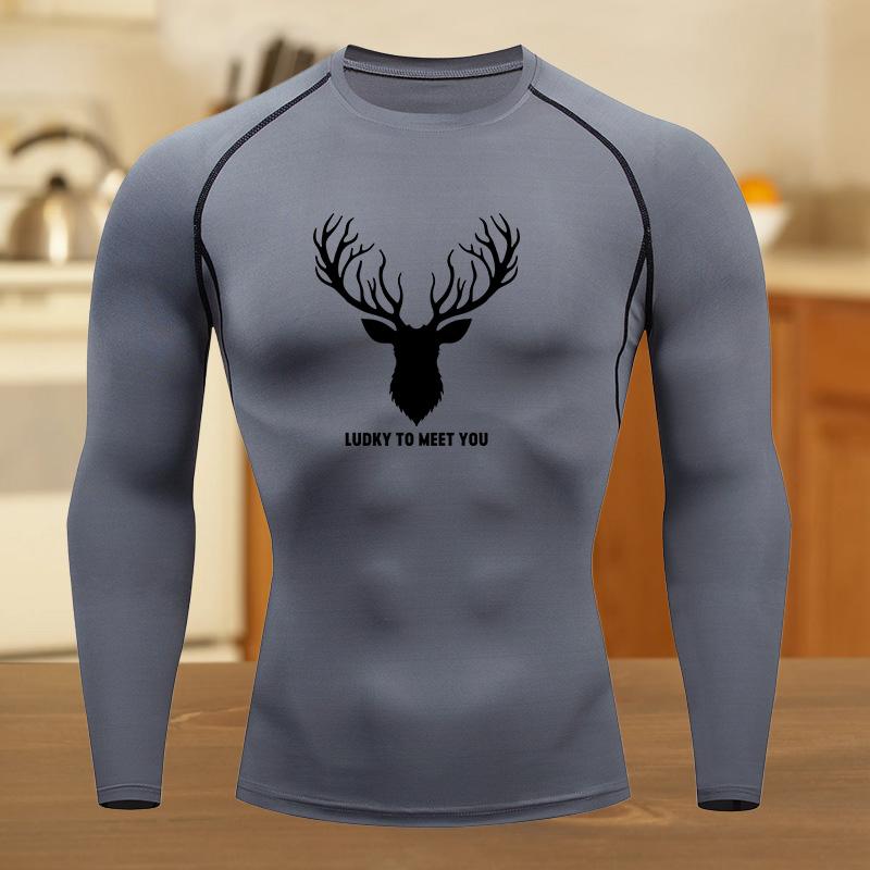 Graphic Compression Running Shirts Men Gym Workout Running T-shirt Summer Athletic Quick Dry Tees Tops Short Sleeve Rash Guard