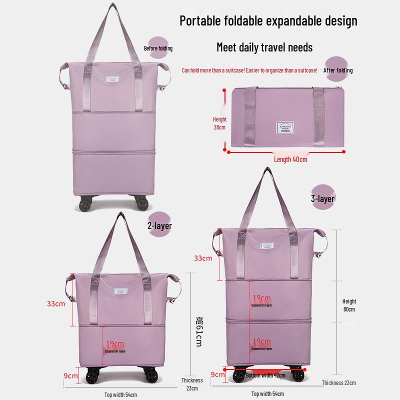Wheeled Foldable Travel Bag - Lightweight, Expandable, and Portable Storage for Men and Women
