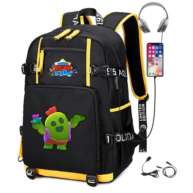 Mochila Periférica Brawl Stars Com Usb Mochila de Estudante para Viagem ao Ar Livre Mochila de Montanhismo de Grande Capacidade