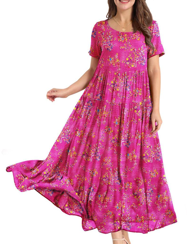 2024 New Women's Summer Mid-Length Printed Pullover Dress