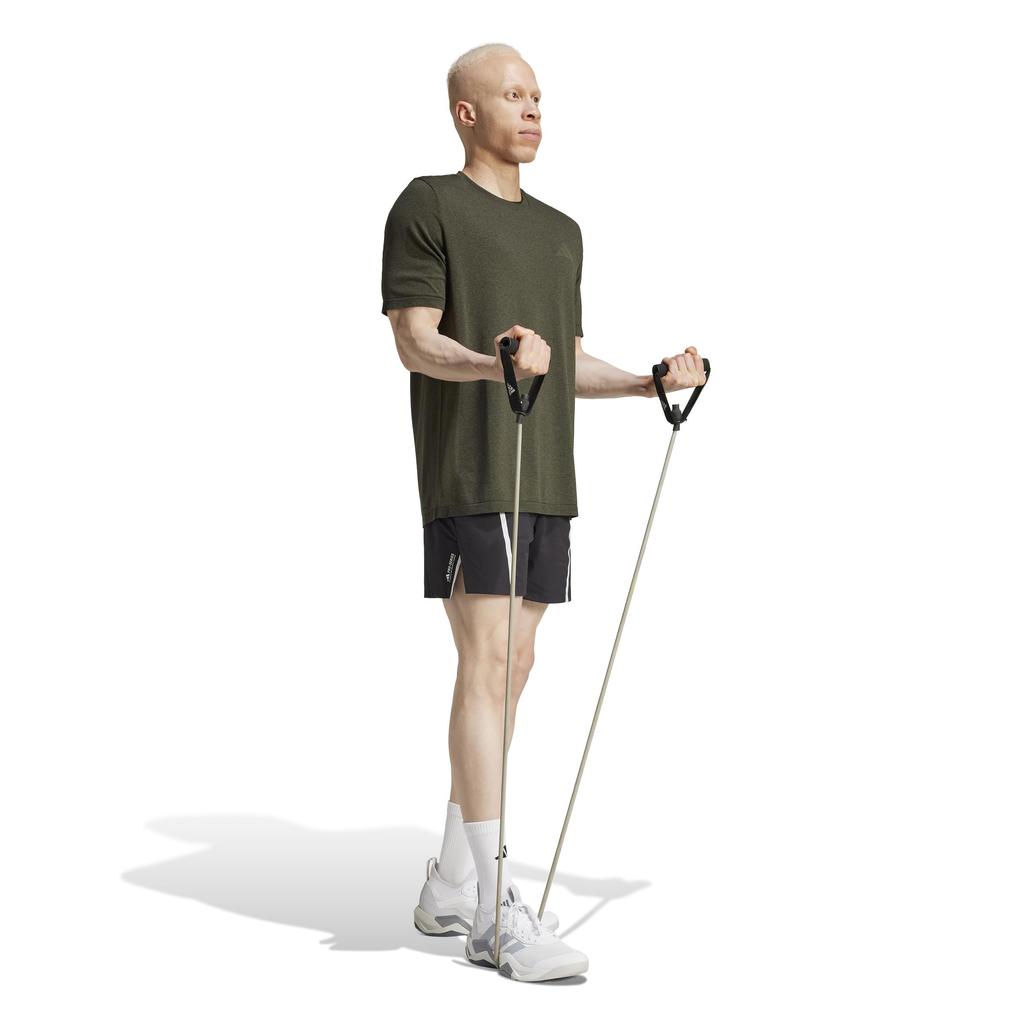 Adidas Train Essentials Structure Tričko s krátkým rukávem Olive Six Velikost XS, Pánské KQW37, Strata/Šedá (IS6929),