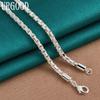 925 Sterling Silver 4mm Bamboo Chain Necklace Gift Fashion Jewelry