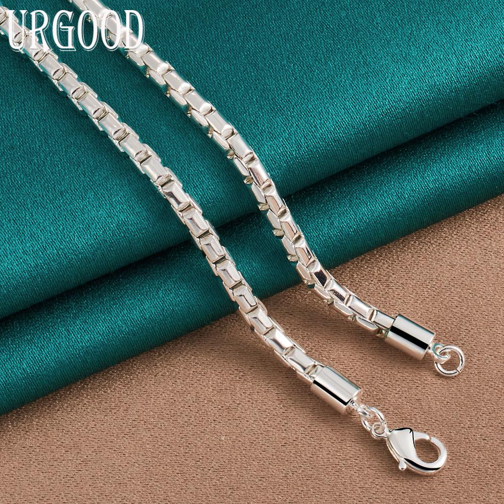 925 Sterling Silver 4mm Bamboo Chain Necklace Gift Fashion Jewelry