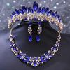 DIEZI Fashion New Luxury Crystal Tiara Crowns For Women Wedding Party Elegant Bridal Bride Rhinestone Crown Necklace Earrings