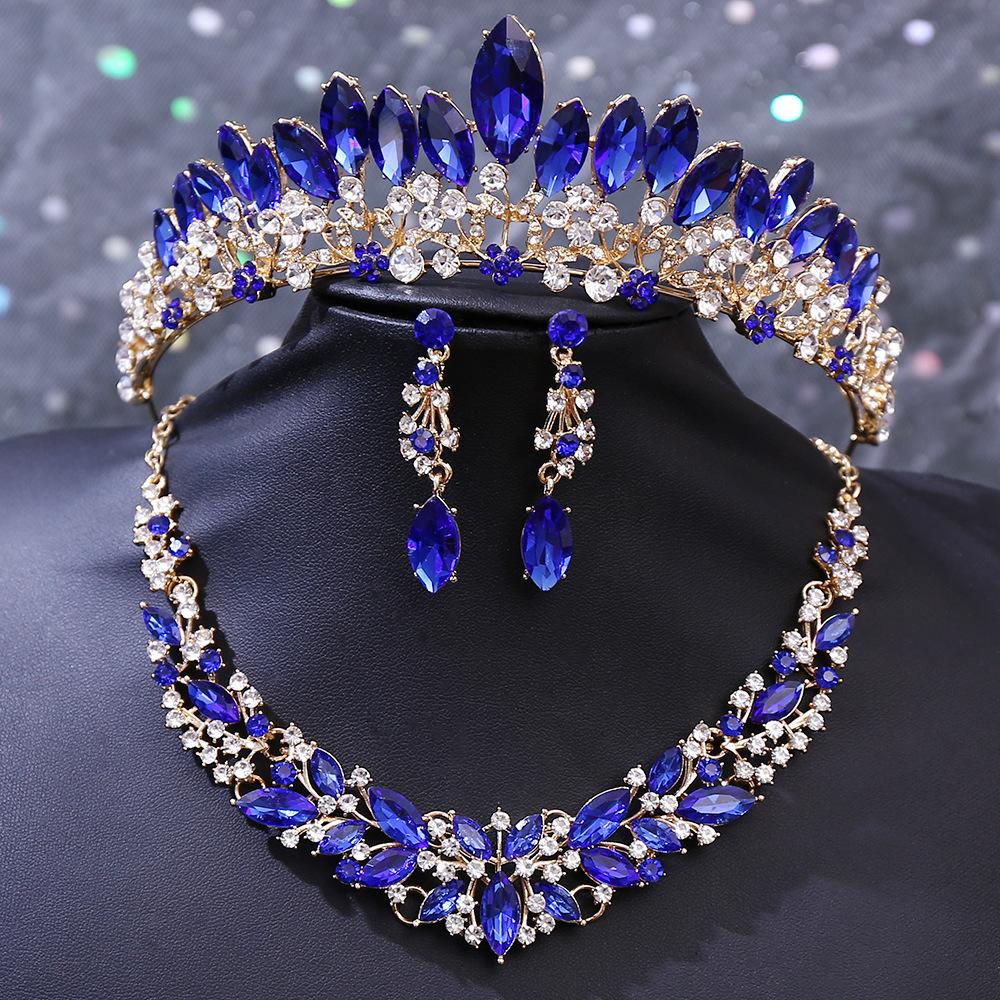 DIEZI Fashion New Luxury Crystal Tiara Crowns For Women Wedding Party Elegant Bridal Bride Rhinestone Crown Necklace Earrings