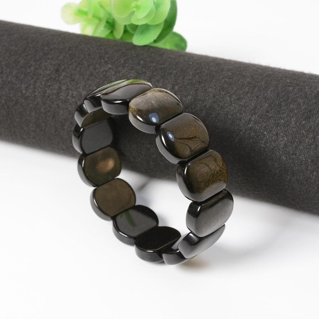 Exquisite Gold Obsidian Crystal Bracelet for Men and Women