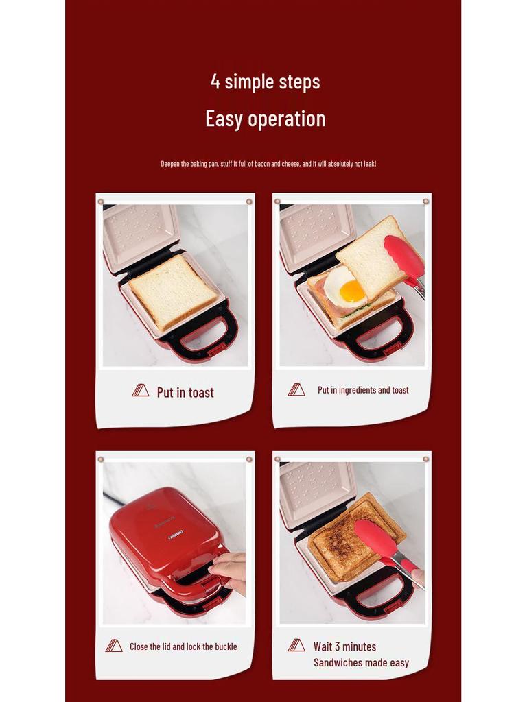 Multifunctional Breakfast Sandwich and Waffle Maker – Automatic Toaster and Panini Grill