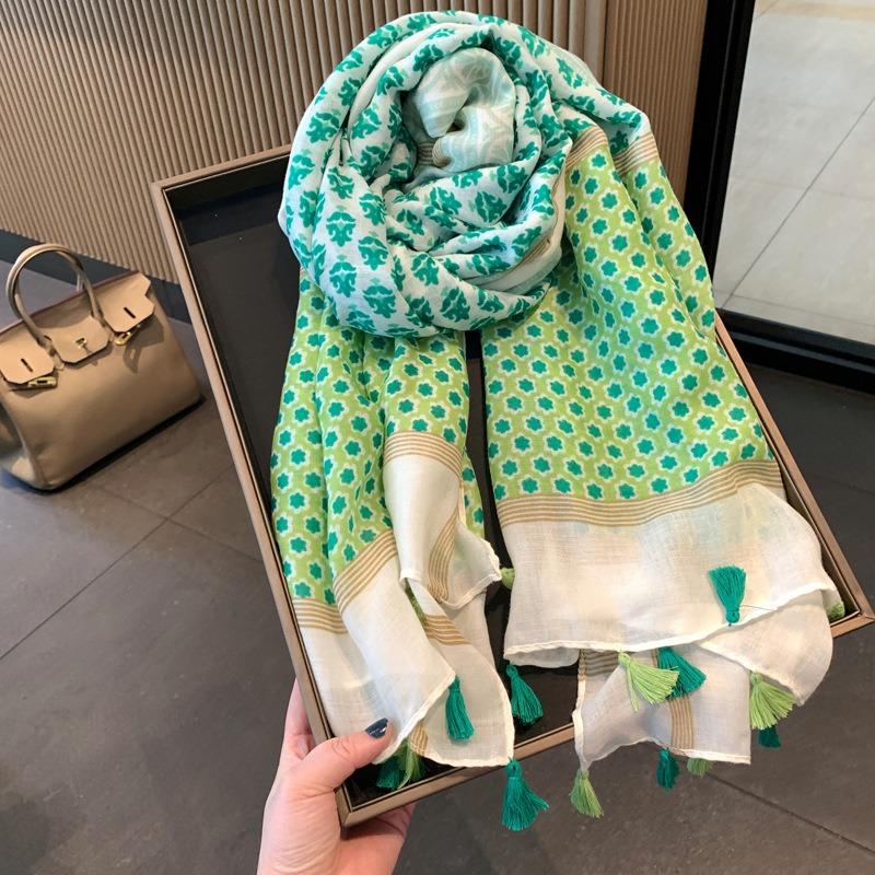 Silk scarf women's summer sunscreen shawl dual-purpose versatile fashion thin scarf travel skirt yarn large shawl