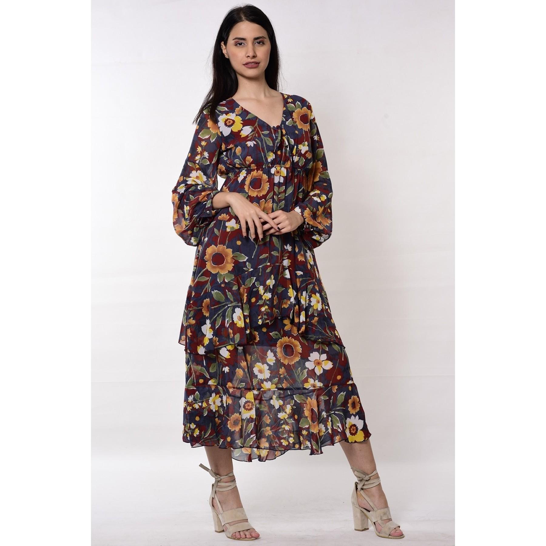 

Юбка с цветочным узором и детальным платьем в пол S разноцветные