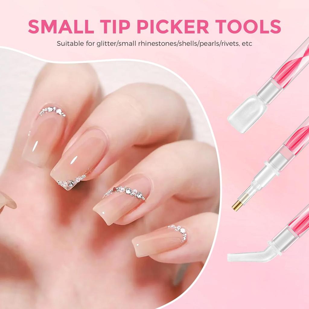 2 Piece Rhinestone Picker Tool Kit Dual Ended Applicator Pens with 12 Replacement Tips for Nail Art Diamond Painting and Bedazzling Crafts
