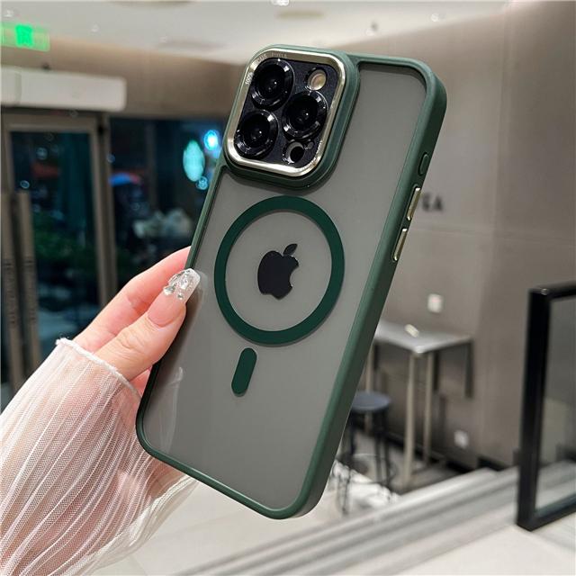 For iPhone 15 16 Pro Max Luxury Magsafe Magnetic Color Frame Transparent  Phone Case For iPhone 12 13 14 Plus Protective Cover