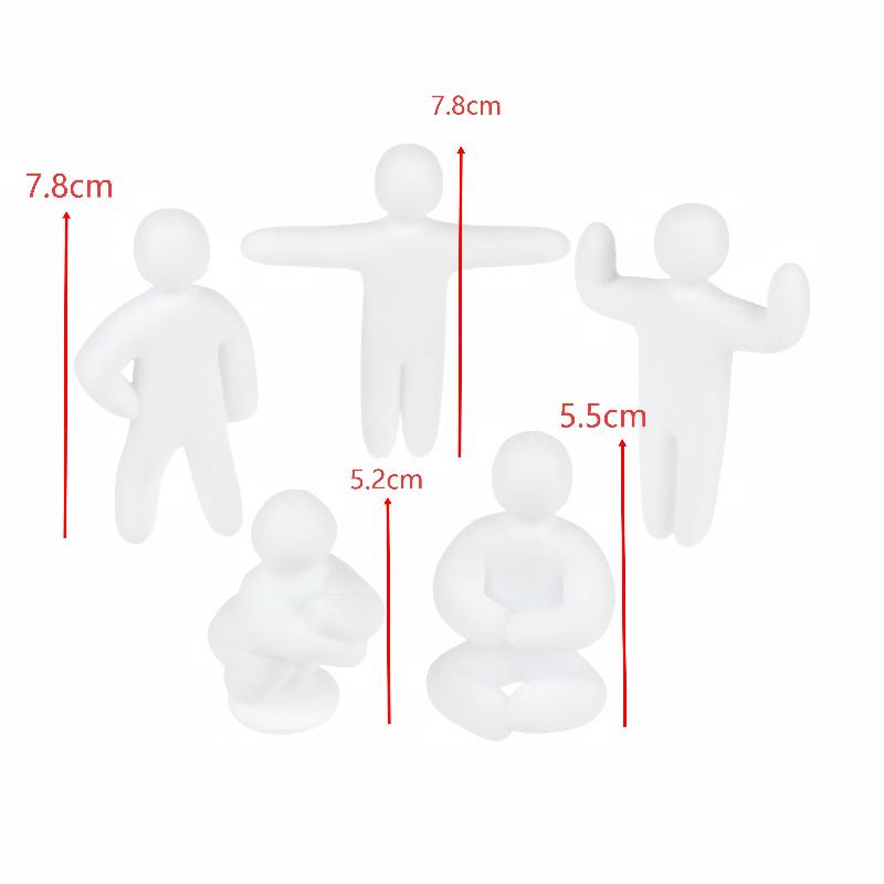 3/8Pcs 3D Printed Human Figurine Ornament Diy Paintable Mini Human Figure Statue Model For Desk Decorative Display Toys