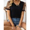 2026 New Polka Dot Mesh Patchwork Short Sleeve T-Shirt for Women, Elegant and Stylish Round Neck Top
