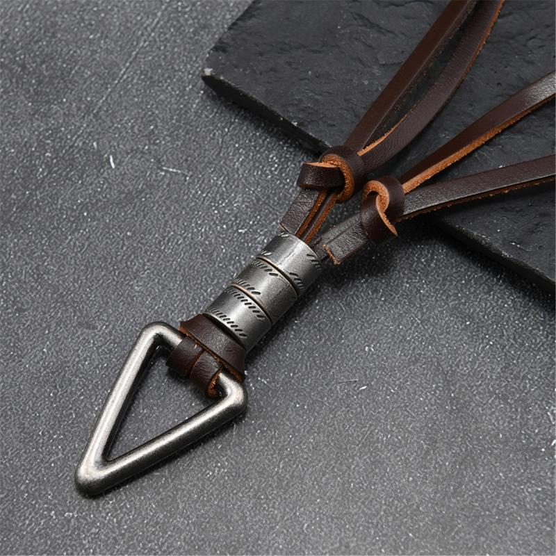 Retro Zinc Alloy Necklace Lightweight Brown Leather Neckchain Jewelry For Everyday Wear And Stylish Occasion