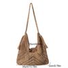 Vintage Bohemian Knitted Shoulder Bag Solid Color Cotton Thread Crochet Tote Bag Hollowed Storage Bag Weave Handbag Students