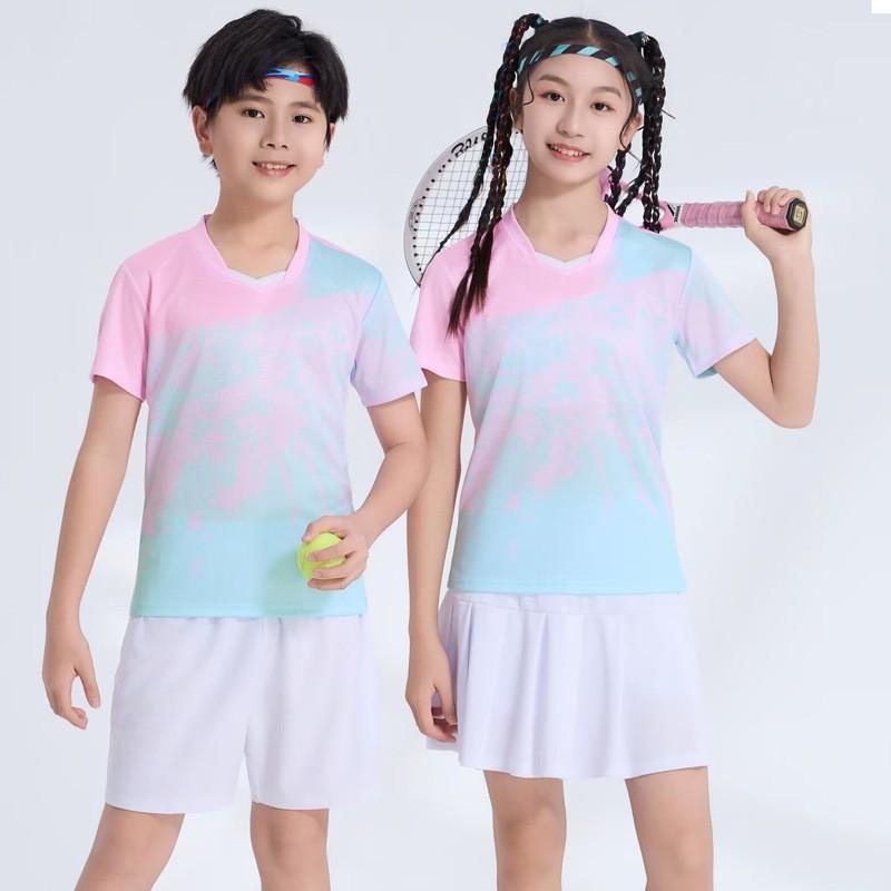 Badminton Shirts Shorts Set Quick Dry Breathable Kids Training Competition Table Tennis Sportswear Custom