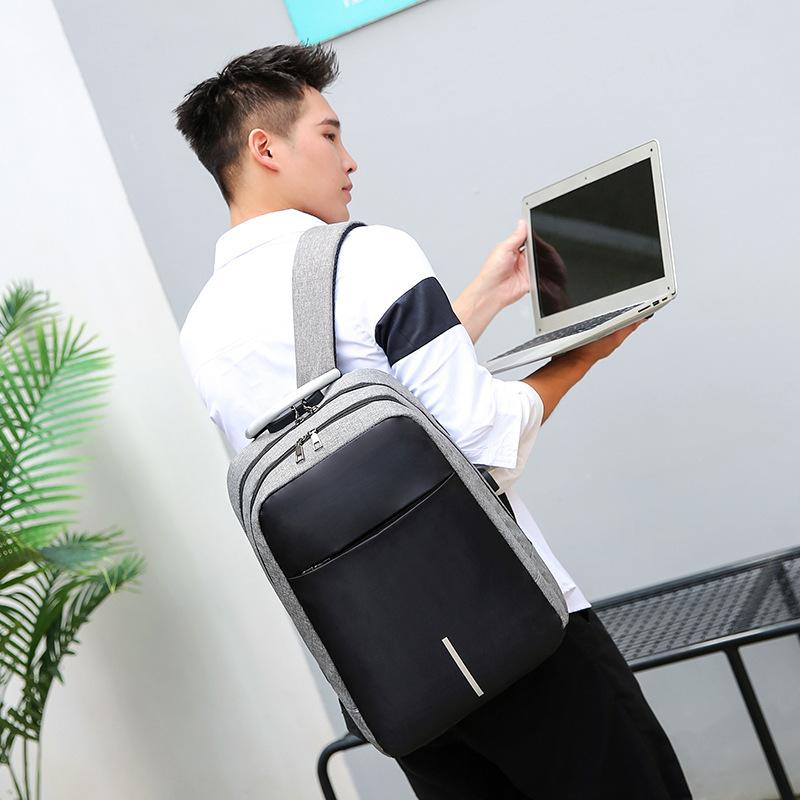 Password lock anti-theft backpack, middle school student schoolbag USB charging business computer bag travel backpack