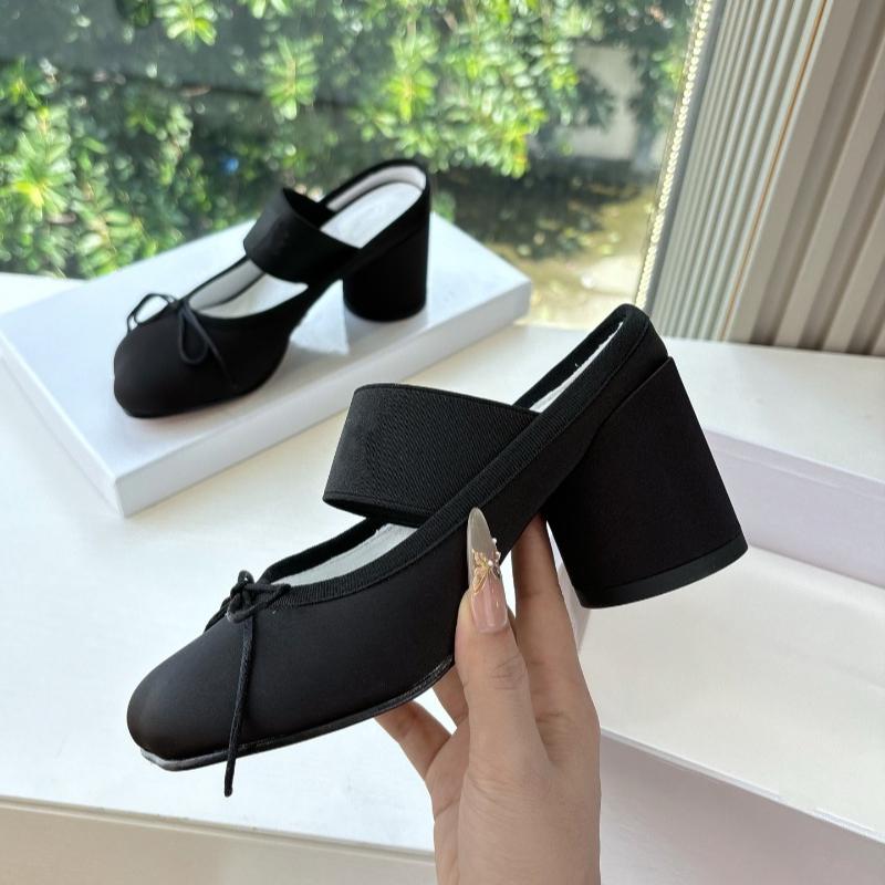 Fashion Black Satin Bow Decoration Pumps Women Elegant Square Toe Chunky Heel Mary Jane Shoes Cozy Shallow Dress Shoes Zapatos De Mujer