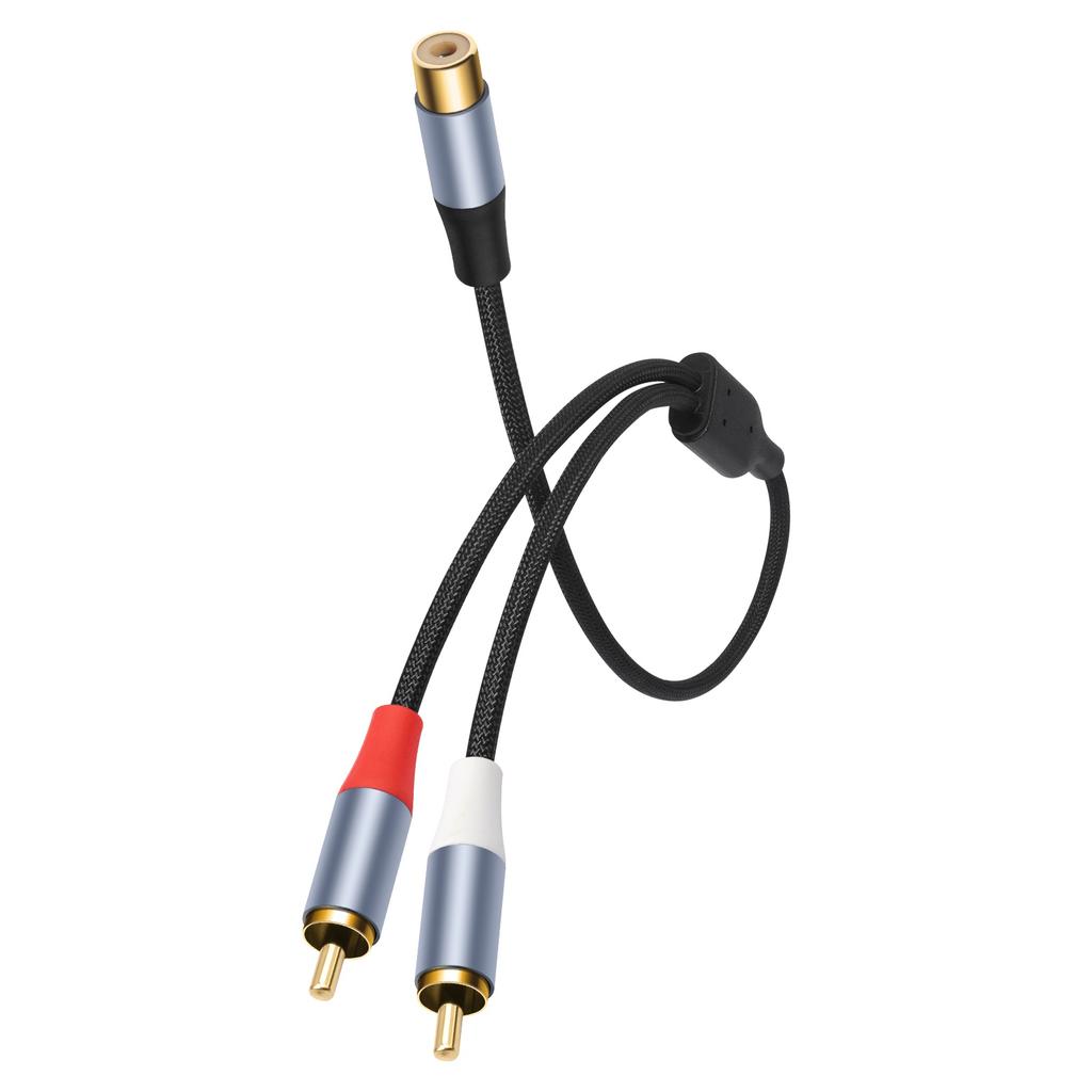 RCAs Y Splitter Cable RCAs 1 Female Plugs To 2 Male Jacks Adapters Stereo Sound Cable Cord for TV Subwoofer Amplifiers Speaker